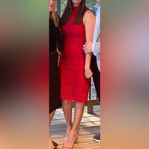 COPY - Soprano red fitted lace midi dress size small